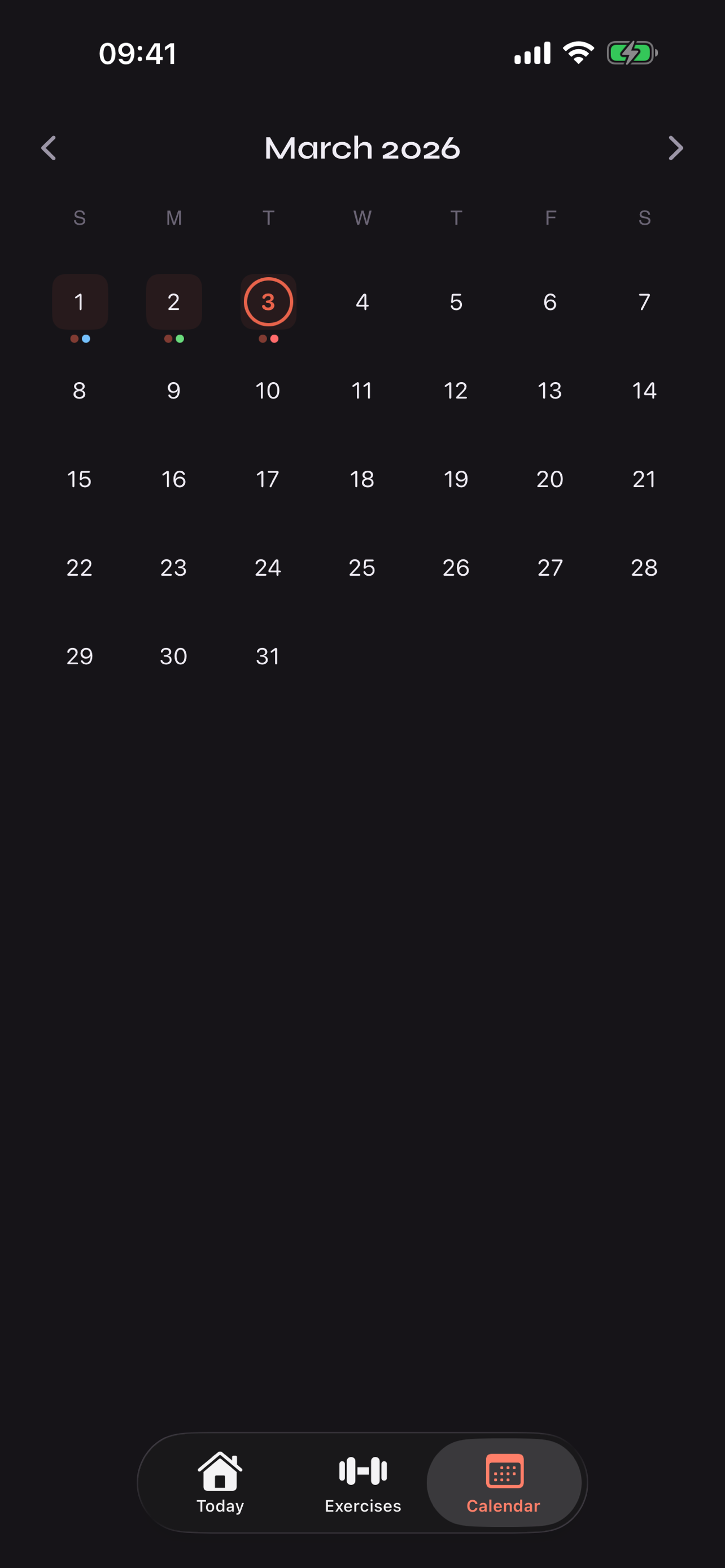 Calendar heatmap view